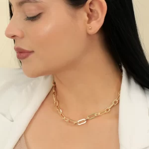 Collar dorado en baño de oro 24k y dije. Marca Brazz by Roel, con Roel Joyas puedes emprender e impulsar tu negocio, tenemos los mejores precios del mercado